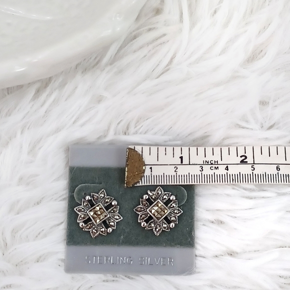 Sterling Silver Cluster Earrings - Picture 8 of 8